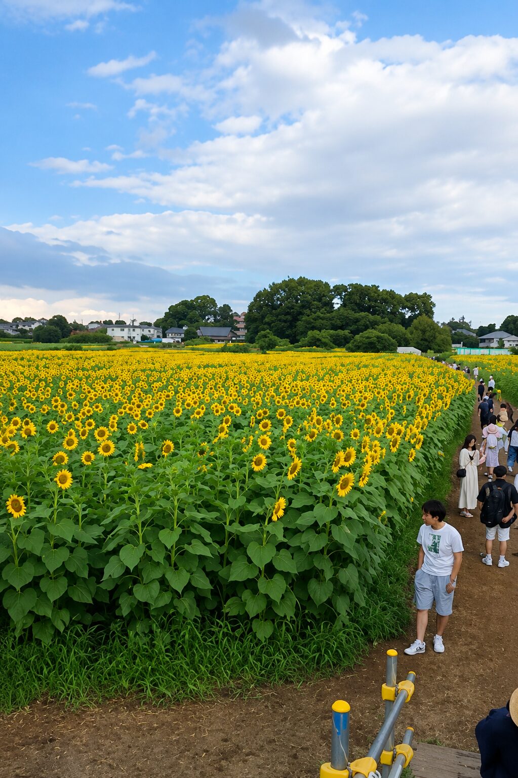 満開のひまわり畑を間近で見た様子