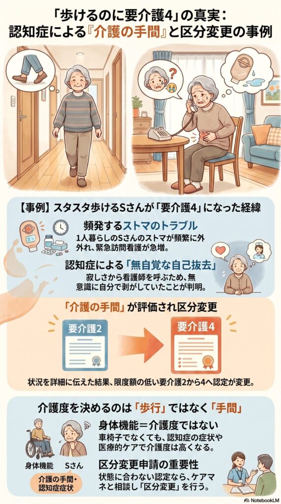 要介護4の認定を受けて老人保健施設に入所したSさんのイメージイラスト